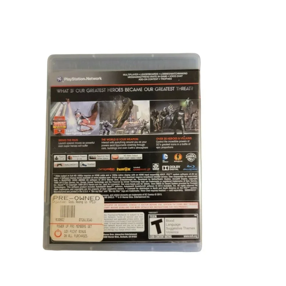 Injustice Gods Among Us Sony Playstation 3 Video Game And Manual